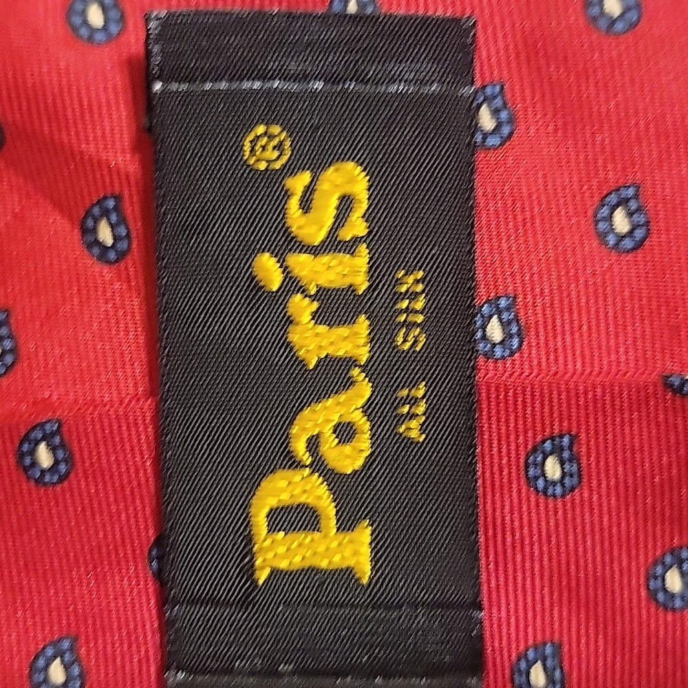 PARIS All Silk Classic Red and Blue Polka Dot Neck Tie